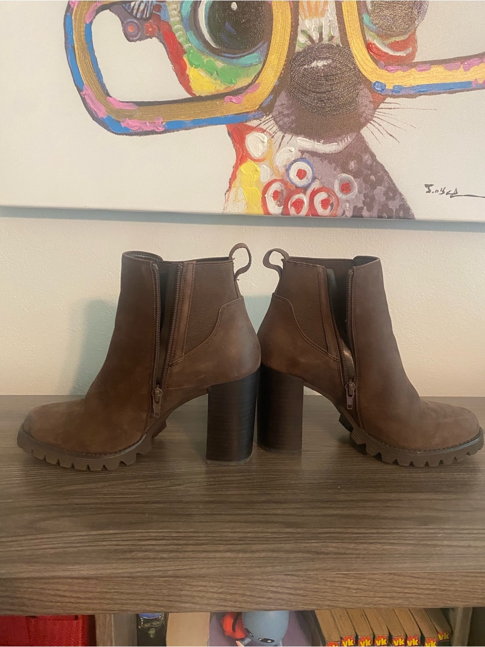 Gibson Latimer Brown Suede Chunky Heel Ankle Booties